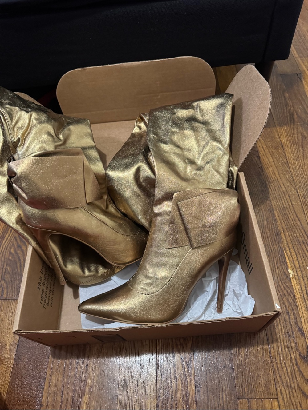 Cape Robbin Metallic Gold Pointed-Toe Stiletto Booties
